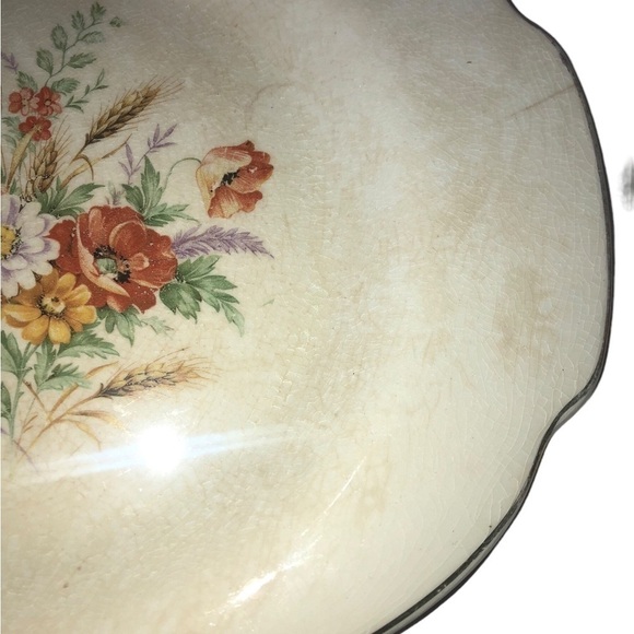 Vintage China floral Wheat Gold Serving Platter Fall Thanksgiving Dish Made USA - Picture 5 of 7